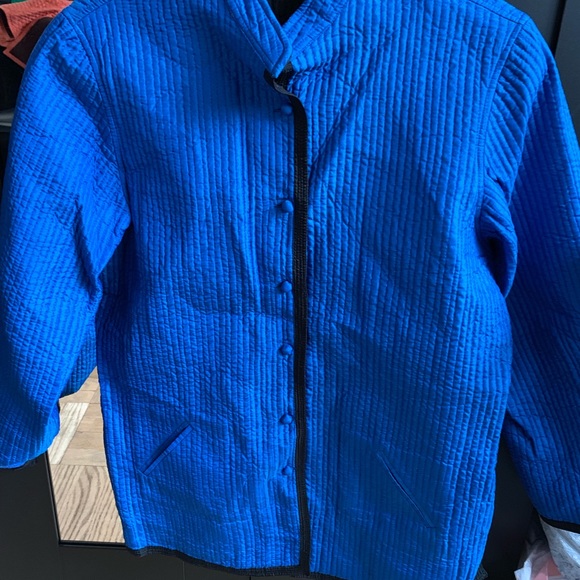 100% Raw Silk Reversible Blue/Black Jacket -New - Picture 5 of 7